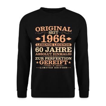 1966 Jahrgang 60 Jahre Absolut Einmalig - Unisex Pullover - Schwarz - Vorne - Alina (178cm) & Michal (187cm)