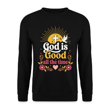 Gott ist immer gut Christ - Unisex Pullover - Schwarz - Vorne - Alina (178cm) & Michal (187cm)