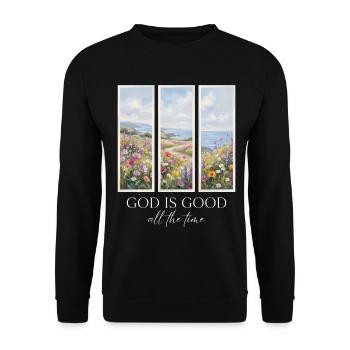 Gott ist immer gut Christ - Unisex Pullover - Schwarz - Vorne - Alina (178cm) & Michal (187cm)