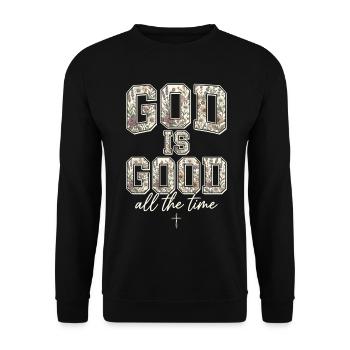 Gott ist immer gut Christ - Unisex Pullover - Schwarz - Vorne - Alina (178cm) & Michal (187cm)