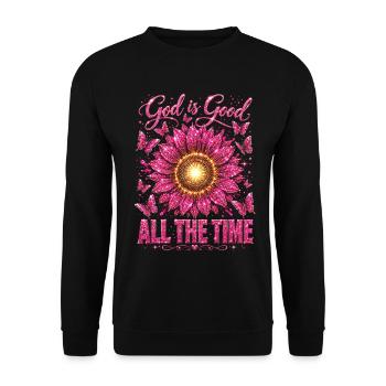 God Is Good All The Time Christian Sunflower - Unisex Sweatshirt - black - Front - Alina (178cm) & Michal (187cm)