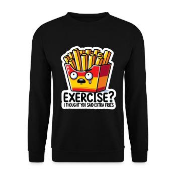 Faire de l’exercice ? Je croyais que tu avais dit frites en plus - Sweat-shirt Unisexe - noir - Devant - Alina (178cm) & Michal (187cm)