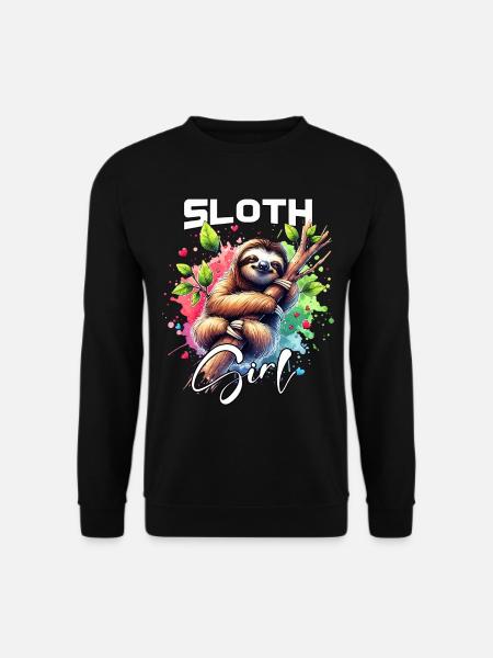 Sloth Mädchen Faultier - Unisex Pullover - Schwarz