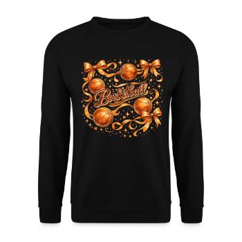 Vintage-Basketballschleifen | Trendiger Sportstil - Unisex Pullover - Schwarz - Vorne - Alina (178cm) & Michal (187cm)