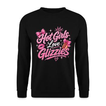 Glizzy Gobbler Hot Dog Sausage Grilling Humor - Unisex Sweatshirt - black - Front - Alina (178cm) & Michal (187cm)