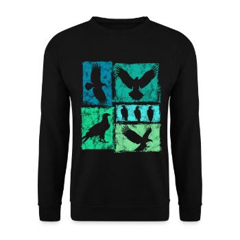 Eagle Retro Graphic Vintage Animal Print - Sweat-shirt Unisexe - noir - Devant - Alina (178cm) & Michal (187cm)