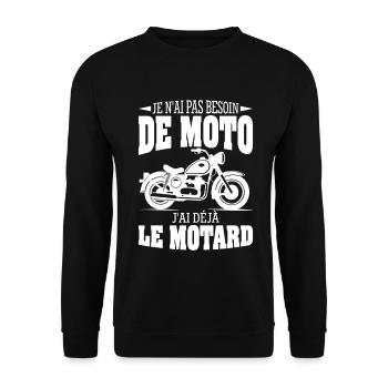 Moto Motard Cadeau Humour Personnalisé - Sweat-shirt Unisexe - noir - Devant - Alina (178cm) & Michal (187cm)