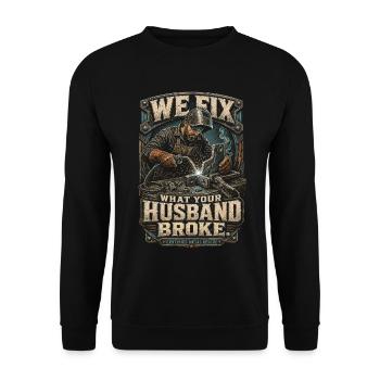 Welder Welding Specialist - Unisex Sweatshirt - black - Front - Alina (178cm) & Michal (187cm)