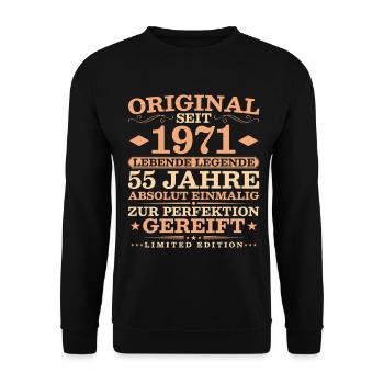 1971 Jahrgang 55 Jahre Absolut Einmalig - Unisex Pullover - Schwarz - Vorne - Alina (178cm) & Michal (187cm)
