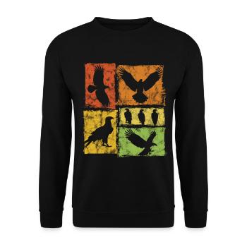 Eagle Retro Graphic - Unisex Sweatshirt - black - Front - Alina (178cm) & Michal (187cm)