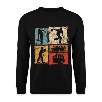 Bowling Skittles Vintage Graphic for Bowlers - Unisex Sweatshirt - black - Front - Alina (178cm) & Michal (187cm)