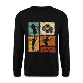 Boccia Und Petanque Spieler Grafik - Unisex Pullover - Schwarz - Vorne - Alina (178cm) & Michal (187cm)