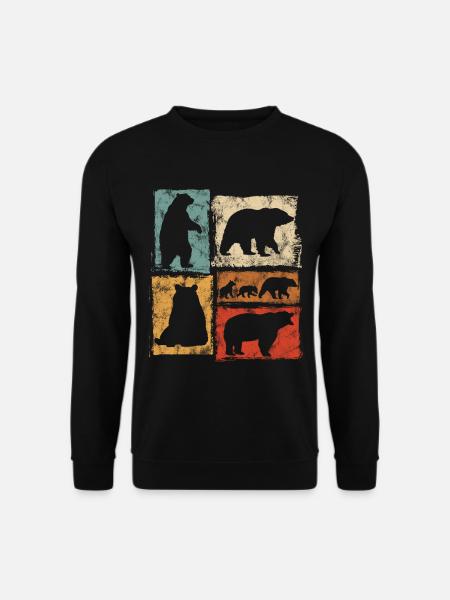 Bären Perspektiven Retro Tierdruck - Unisex Pullover - Schwarz