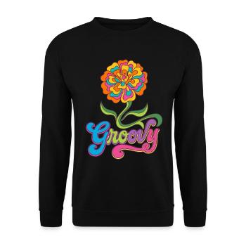 Groovy Marigold Flower 70s Retro - Unisex Sweatshirt - black - Front - Alina (178cm) & Michal (187cm)