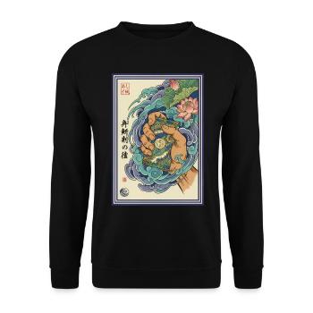 Ripping Booster Packs Trading Card Binder Hero - Unisex Sweatshirt - black - Front - Alina (178cm) & Michal (187cm)