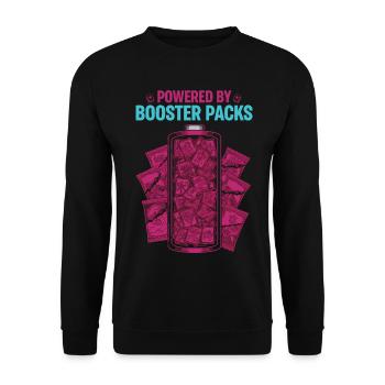 Powered By Booster Packs Trading Card Collector - Unisex Sweatshirt - black - Front - Alina (178cm) & Michal (187cm)