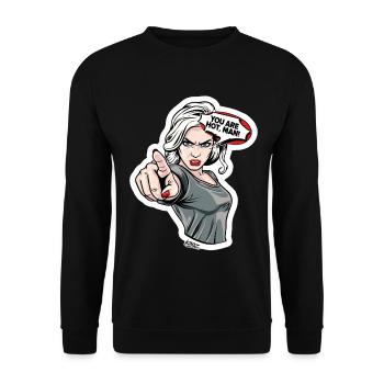 Comic Fierce Femme Pointing - Unisex Sweatshirt - black - Front - Alina (178cm) & Michal (187cm)