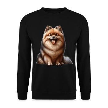 Spitz Zwergspitz German Spitz - Unisex Pullover - Schwarz - Vorne - Alina (178cm) & Michal (187cm)
