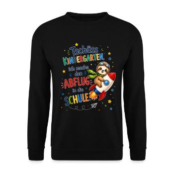 Tschüss Kindergarten, ich gehe jetzt zur Schule - Unisex Pullover - Schwarz - Vorne - Alina (178cm) & Michal (187cm)