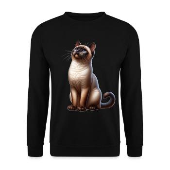 Siamkatze Siamese Cat - Unisex Pullover - Schwarz - Vorne - Alina (178cm) & Michal (187cm)