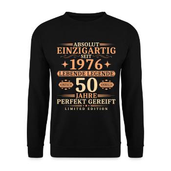50. Geburtstag Einzigartig Jahrgang 1976 - Unisex Pullover - Schwarz - Vorne - Alina (178cm) & Michal (187cm)