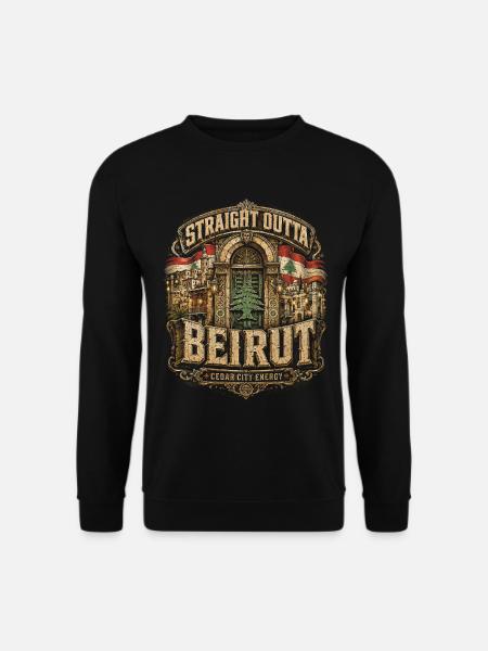 Libanon Libanese Straight Outta Beirut - Unisex Pullover - Schwarz
