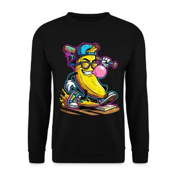 Cool Banana Baseball Bubblegum Comic Design - Unisex Sweatshirt - black - Front - Alina (178cm) & Michal (187cm)