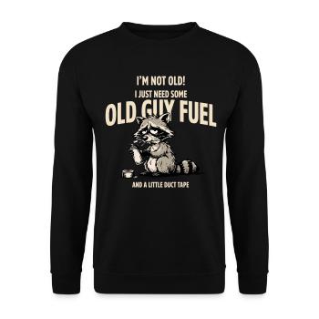 Carburant pour ratons laveurs : ruban adhésif Old Guy - Sweat-shirt Unisexe - noir - Devant - Alina (178cm) & Michal (187cm)