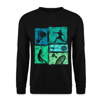Le badminton adopte un look rétro avec le badminton - Sweat-shirt Unisexe - noir - Devant - Alina (178cm) & Michal (187cm)