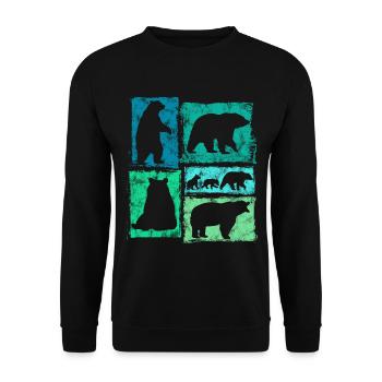 Bear Retro Graphic Vintage Animal Print - Sweat-shirt Unisexe - noir - Devant - Alina (178cm) & Michal (187cm)