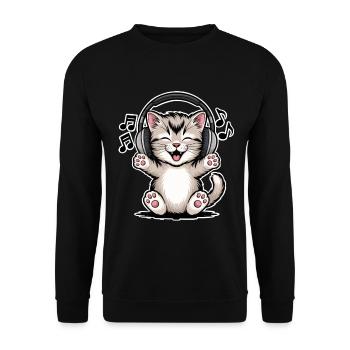 Katze Musik  - Unisex Pullover - Schwarz - Vorne - Alina (178cm) & Michal (187cm)