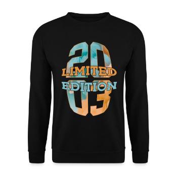 LIMITED EDITION 2003 23 JAHRE 23. GEBURTSTAG - Unisex Pullover - Schwarz - Vorne - Alina (178cm) & Michal (187cm)