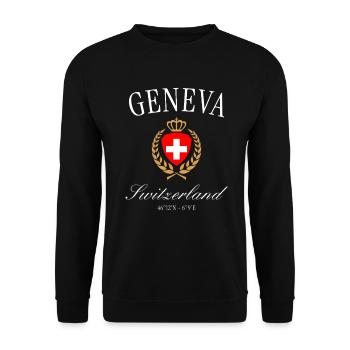 Geneva Switzerland Coat of Arms Crown – Travel Souvenir - Unisex Sweatshirt - black - Front - Alina (178cm) & Michal (187cm)