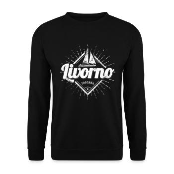 Livorno Toskana in Italien Retro Segelschiff - Unisex Pullover - Schwarz - Vorne - Alina (178cm) & Michal (187cm)