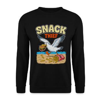 Retro Snack Thief Seagull Ocean Beach - Unisex Sweatshirt - black - Front - Alina (178cm) & Michal (187cm)