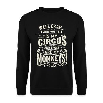 Mon cirque, mes singes drôles, disant Vintage - Sweat-shirt Unisexe - noir - Devant - Alina (178cm) & Michal (187cm)