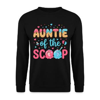 Auntie Of The Scoop Tante Babyparty Eis Design - Unisex Pullover - Schwarz - Vorne - Alina (178cm) & Michal (187cm)