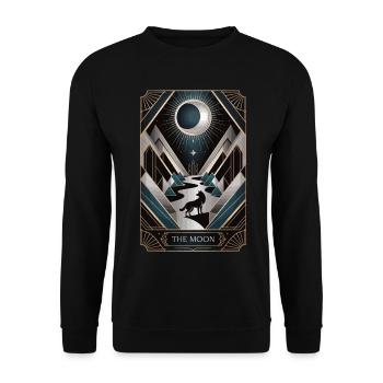 The Moon Shirt mit Wolf und Bergen - Unisex Pullover - Schwarz - Vorne - Alina (178cm) & Michal (187cm)
