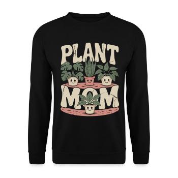 Pflanzen Mama Shirt mit Blumentöpfen - Unisex Pullover - Schwarz - Vorne - Alina (178cm) & Michal (187cm)