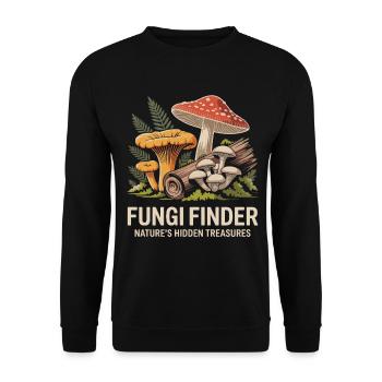 Pilzsammler T-Shirt für Fans und Outdoor und Wald - Unisex Pullover - Schwarz - Vorne - Alina (178cm) & Michal (187cm)