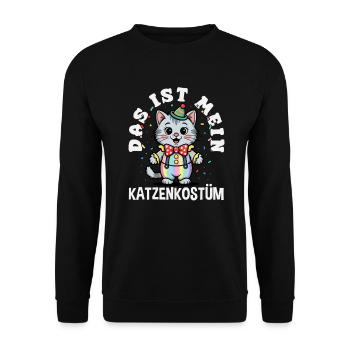 Das Ist Mein Katzenkostüm Katze Karneval Fasching - Unisex Pullover - Schwarz - Vorne - Alina (178cm) & Michal (187cm)