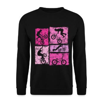 Cascades de BMX à vélo dans un style rétro pour femmes et filles - Sweat-shirt Unisexe - noir - Devant - Alina (178cm) & Michal (187cm)