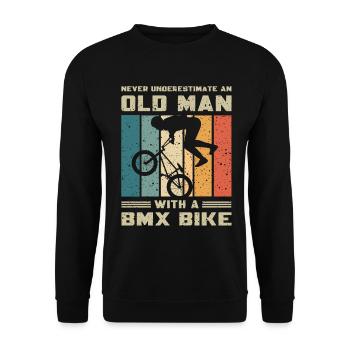 Never underestimate an old man with a BMX - Unisex Sweatshirt - black - Front - Alina (178cm) & Michal (187cm)