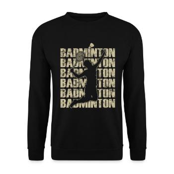 Badmintonspieler Im Retro-Stil - Unisex Pullover - Schwarz - Vorne - Alina (178cm) & Michal (187cm)