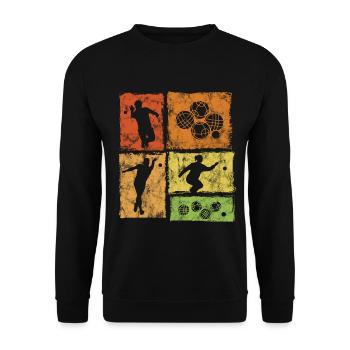 Joueur de bocce et de pétanque Style graphique vintage - Sweat-shirt Unisexe - noir - Devant - Alina (178cm) & Michal (187cm)