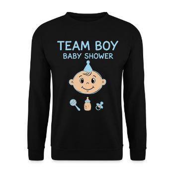 Révélation du sexe : Équipe Garçon Baby Shower Papa Maman Maman Grand-mère - Sweat-shirt Unisexe - noir - Devant - Alina (178cm) & Michal (187cm)