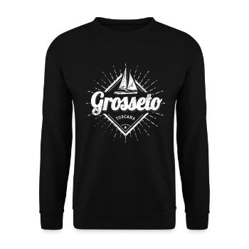 Grosseto Toskana in Italien mit Retro Segelschiff - Unisex Pullover - Schwarz - Vorne - Alina (178cm) & Michal (187cm)