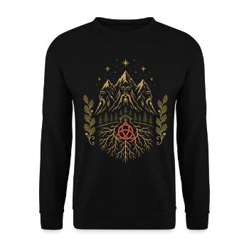 Wurzeln des Triglav-Gebirges - Unisex Pullover - Schwarz - Vorne - Alina (178cm) & Michal (187cm)