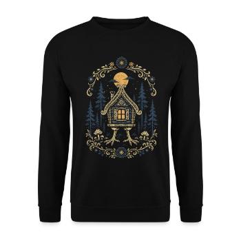 Baba Yaga Hütte - Unisex Pullover - Schwarz - Vorne - Alina (178cm) & Michal (187cm)