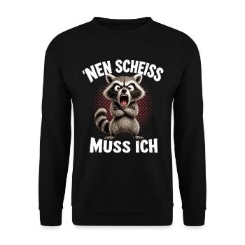 'Nen Scheiss muss ich Lustige KatzeFrecher Spruch - Unisex Pullover - Schwarz - Vorne - Alina (178cm) & Michal (187cm)